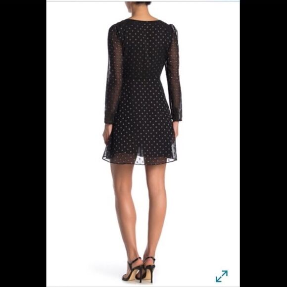 NWT WB Sz 6 Chiffon Black dress silver dots - Picture 6 of 7